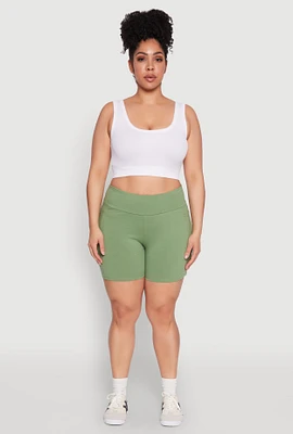 Womens Plus Size Cell Phone Pocket Shorts, Green, Size 2X