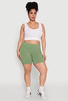Womens Plus Size Cell Phone Pocket Shorts, Green, Size 2X