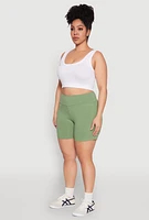Womens Plus Size Cell Phone Pocket Shorts, Green, Size 2X