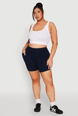 Womens Plus Cell Phone Pocket Shorts,