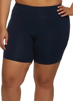 Womens Plus Wide Waistband Bike Shorts,
