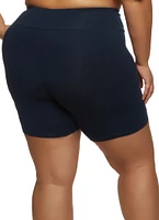 Womens Plus Wide Waistband Bike Shorts,