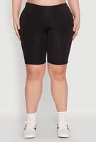 Womens Plus Size Cell Phone Pocket Biker Shorts, Black, Size 3X