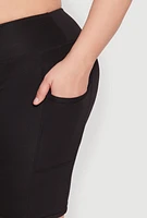 Womens Plus Size Cell Phone Pocket Biker Shorts, Black, Size 3X