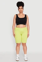 Womens Plus Cell Phone Pocket Biker Shorts,