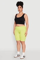 Womens Plus Cell Phone Pocket Biker Shorts,