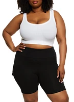 Womens Plus Cargo Pocket Detail Biker Shorts,