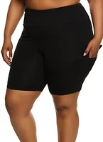 Womens Plus Cargo Pocket Detail Biker Shorts,