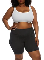 Womens Plus Cargo Pocket Detail Biker Shorts, 2X