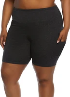 Womens Plus Cargo Pocket Detail Biker Shorts, 2X