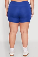 Womens Plus High Waisted Biker Shorts with Cell Phone Pockets,