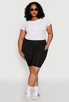 Womens Plus Side Zip Pocket Biker Shorts,