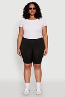 Womens Plus Side Zip Pocket Biker Shorts,