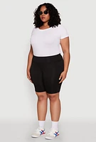 Womens Plus Side Zip Pocket Biker Shorts,