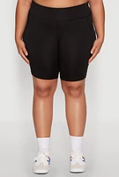 Womens Plus Side Zip Pocket Biker Shorts,