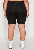 Womens Plus Side Zip Pocket Biker Shorts,