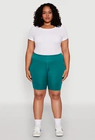 Womens Plus Side Zip Pocket Biker Shorts,