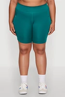 Womens Plus Side Zip Pocket Biker Shorts,