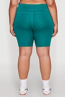 Womens Plus Side Zip Pocket Biker Shorts,
