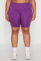 Womens Plus Size Side Zip Pocket Biker Shorts, Purple, Size 3X