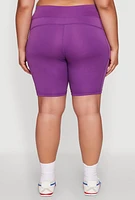 Womens Plus Size Side Zip Pocket Biker Shorts, Purple, Size 3X