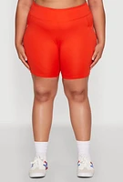 Womens Plus Size Side Zip Pocket Biker Shorts, Orange, Size 1X