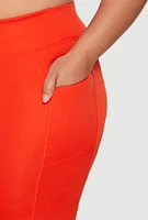 Womens Plus Size Side Zip Pocket Biker Shorts, Orange, Size 1X