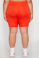 Womens Plus Size Side Zip Pocket Biker Shorts, Orange, Size 1X