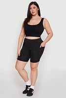 Womens Plus Cell Phone Side Pocket Biker Shorts,