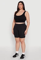Womens Plus Cell Phone Side Pocket Biker Shorts,