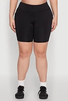 Womens Plus Cell Phone Side Pocket Biker Shorts,