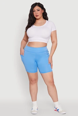 Womens Plus Cell Phone Side Pocket Biker Shorts,