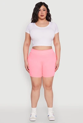 Womens Plus Caged Mesh Detail Side Pocket Bike Shorts,
