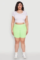 Womens Plus Caged Mesh Detail Side Pocket Bike Shorts,