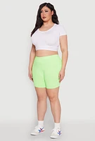Womens Plus Caged Mesh Detail Side Pocket Bike Shorts,