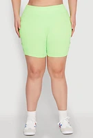 Womens Plus Caged Mesh Detail Side Pocket Bike Shorts,