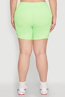 Womens Plus Caged Mesh Detail Side Pocket Bike Shorts,