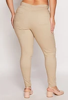 Womens Plus Hyperstretch High Waisted Pants, Khaki,