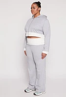 Womens Plus Size Two Tone Trim Hooded Sweatshirt, Grey, Size 1X