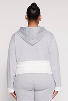 Womens Plus Size Two Tone Trim Hooded Sweatshirt, Grey, Size 1X