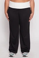 Womens Plus Two Tone Waistband Wide Leg Sweatpants,