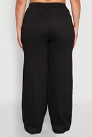 Womens Plus Size Contrast Trim High Waisted Sweatpants, Black, Size 3X