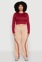 Womens Plus Contrast Trim High Waisted Sweatpants,