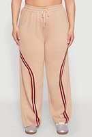Womens Plus Contrast Trim High Waisted Sweatpants,