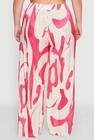 Womens Plus Plisse Printed Palazzo Pants, Multi,