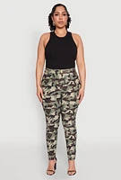 Womens Plus Size Hyperstretch Camo Pull On Pants, Green, Size 3X