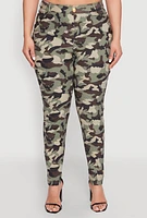 Womens Plus Size Hyperstretch Camo Pull On Pants, Green, Size 1X