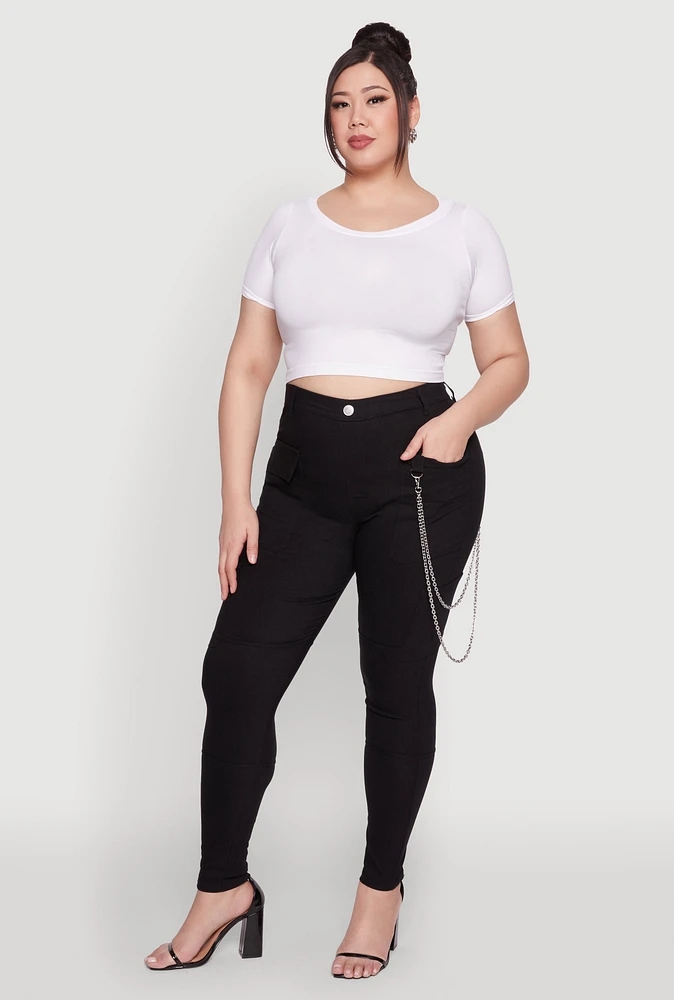 Womens Plus Chain Detail Cargo Pants,