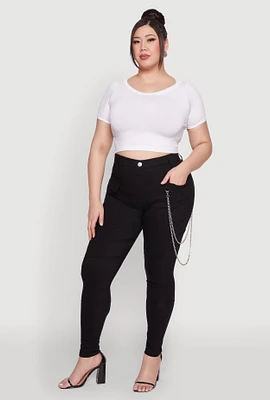 Womens Plus Chain Detail Cargo Pants,