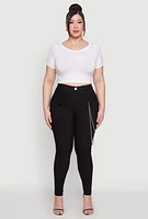 Womens Plus Size Chain Detail Cargo Pants, Black, Size 1X